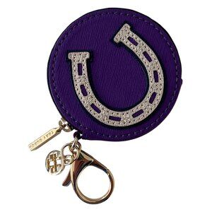 Tory Burch Horseshoe & Clover Kerrington Round Zip Coin Case Key Fob Bag Charm